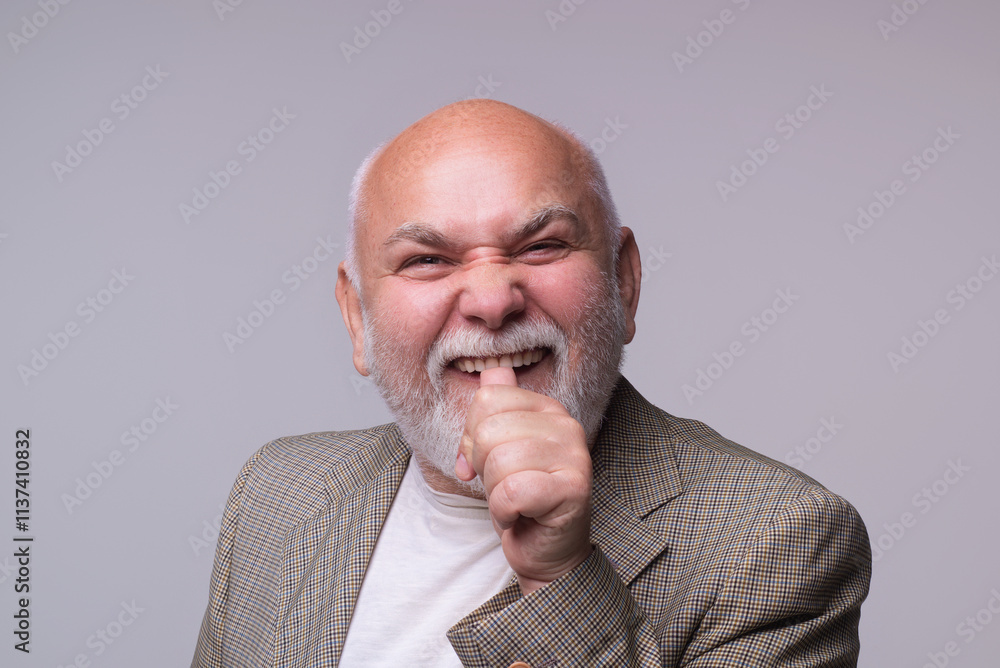 Teeth implant of mature old man. Dental implants. People portrait for dental dentistry. Dental care. Mouth and teeth. Dentist hygiene. Teeth whitening. Senior showing white teeth. Dental aged implant. Teeth implant of mature old man. Dental implants. People portrait for dental dentistry. Dental care. Mouth and teeth. Dentist hygiene. Teeth whitening. Senior showing white teeth. Dental aged implant.