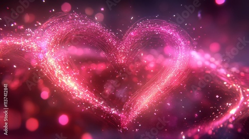 Sparkling Pink Heart Light Trails Abstract Design photo