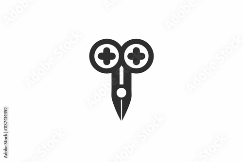 creative-medical biopsy needle icon and logo vector illustration