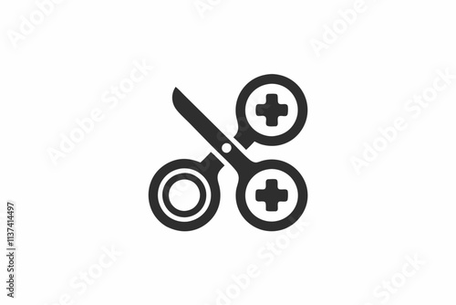 creative-medical biopsy needle icon and logo vector illustration