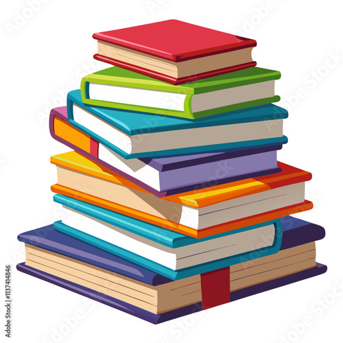 Colorful stack of books arranged neatly with vibrant covers showcasing a variety of titles and genres for readers and learners