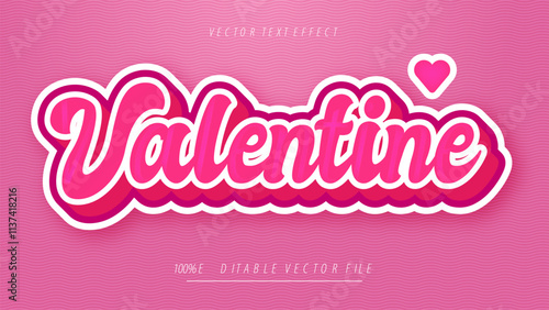 Happy Valentines 3d text effect pink theme
