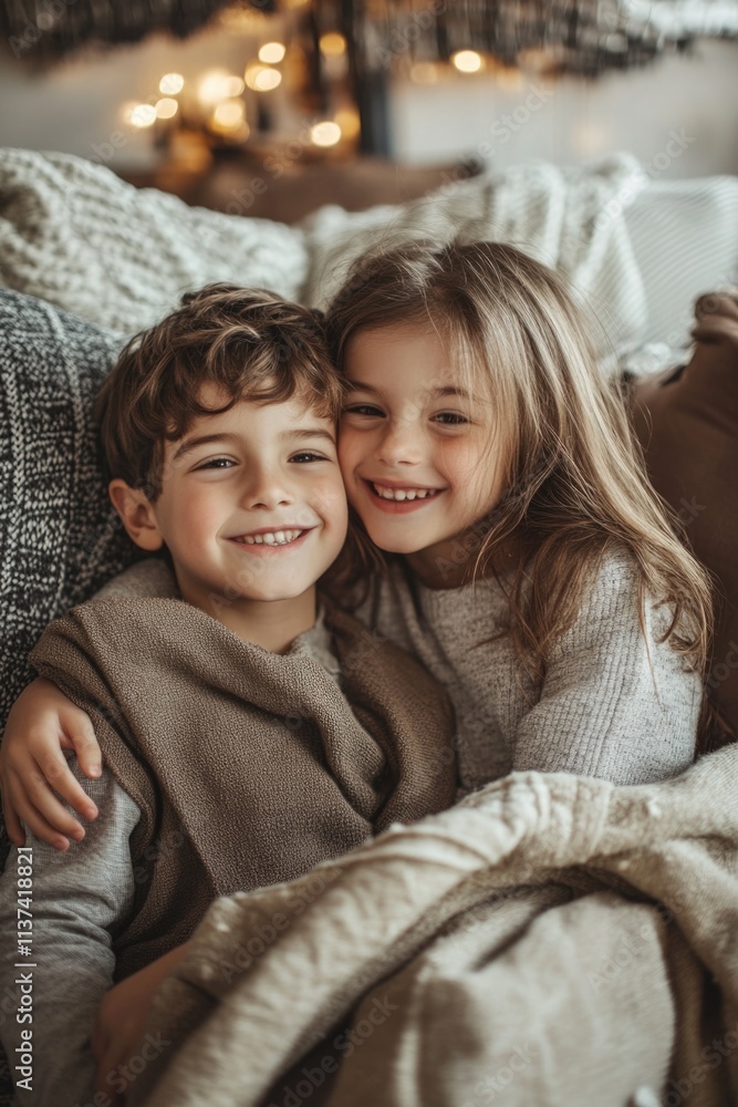 Fototapeta premium Kids on Couch