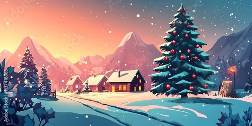 A picturesque winter landscape perfect for Christmas cards, websites, and social media posts