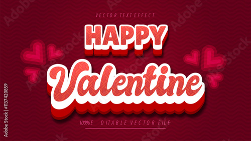 3d Valentines editable style effect template dark red theme