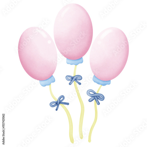 Birthday balloons isolated on transparent background