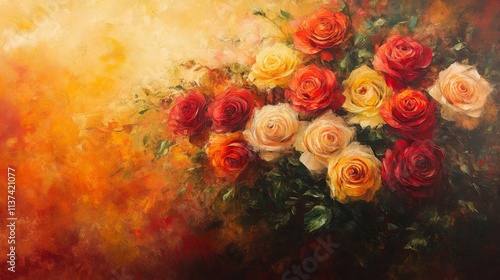 Wallpaper Mural An Oil Painting of a Bouquet of Roses Torontodigital.ca