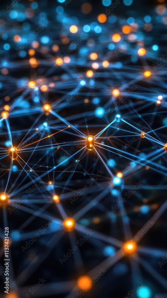 Abstract representation of interconnected nodes and networks. Abstract representation of interconnected nodes and networks.