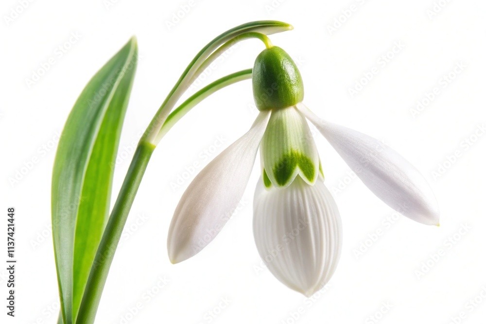 Photo of Snowdrops Flower Isolated on a White Background – Delicate Spring Floral Close-up Photo of Snowdrops Flower Isolated on a White Background – Delicate Spring Floral Close-up