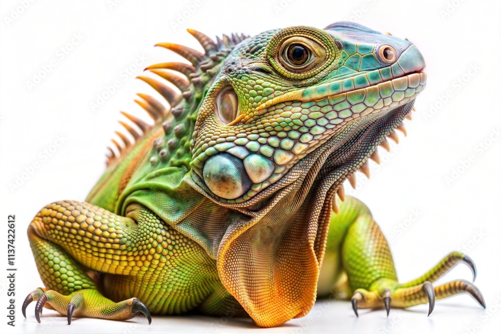 Fototapeta premium Beautiful Iguana Clipart Isolated on a White Background – Detailed Reptile Illustration