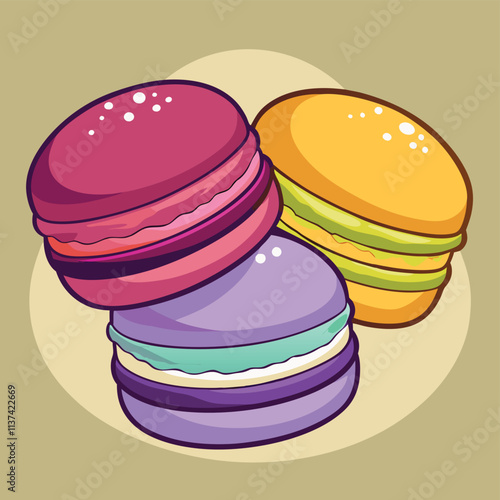 Multicolored macaroons on a isolated white background.