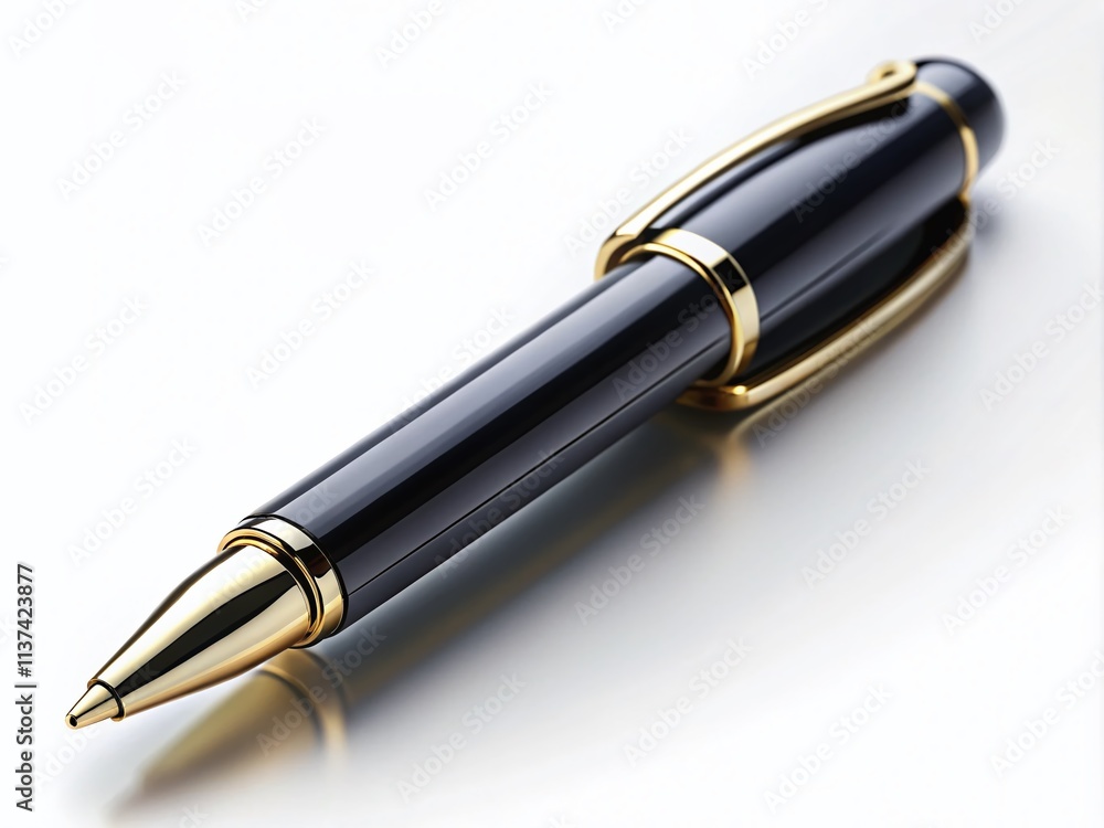 Black Pen Top View, Isolated Office Supply, Stationery Photography, Writing Instrument, Close-up Pen Image Black Pen Top View, Isolated Office Supply, Stationery Photography, Writing Instrument, Close-up Pen Image