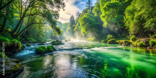 Boiling River, Green Water Stream, Nature Photography, Rule of Thirds, Nature Scene, Lush Green River, Emerald River,  Boiling Spring, Geothermal Water, Natural Hot Spring,  River Landscape