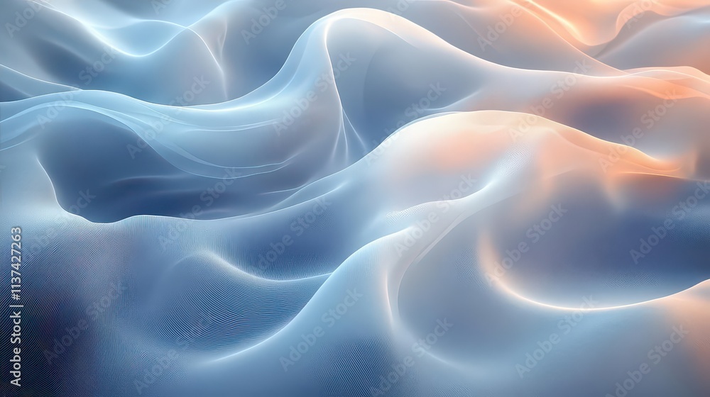 Obraz premium Abstract wavy patterns in soft pastel colors, evoking tranquility.