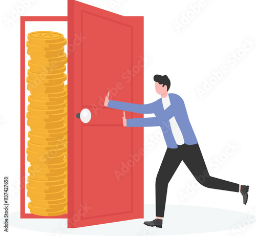 Businessman close the door to prevent the outflow of funds
