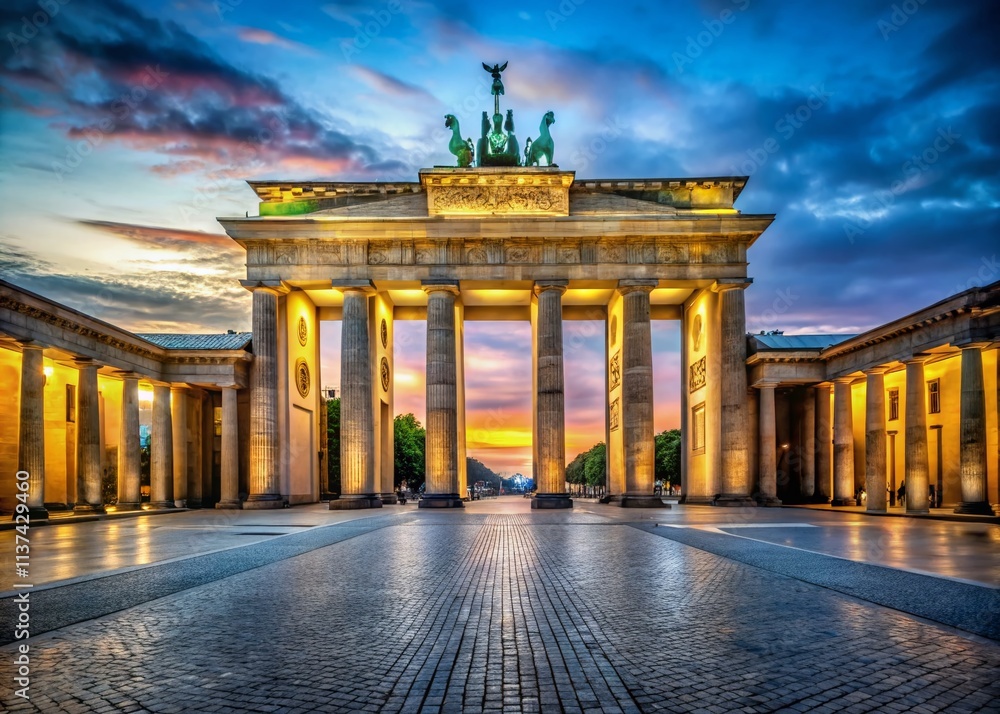 Obraz premium Brandenburg Gate Berlin Photography, Iconic German Landmark, Cityscape, Travel, Architecture, History, Tourism, Germany