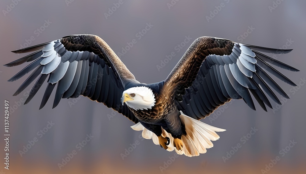 Obraz premium Majestic bald eagle soaring in the wild north american wilderness wildlife photography open sky aerial perspective nature conservation