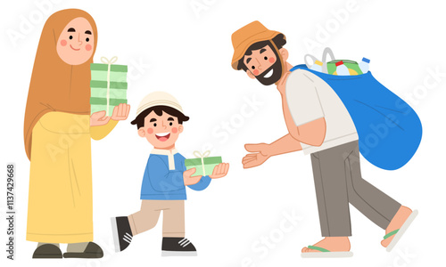 Vector illustration of giving alms