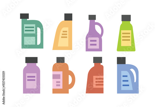 Colorful bottle illustration. Bottle of soap illustration. Flat bottle.