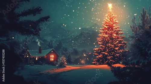 Enchanted Winter Wonderland A Festive Christmas Eve Scene Perfect for Holiday Cards, Websites, and Social Media Posts