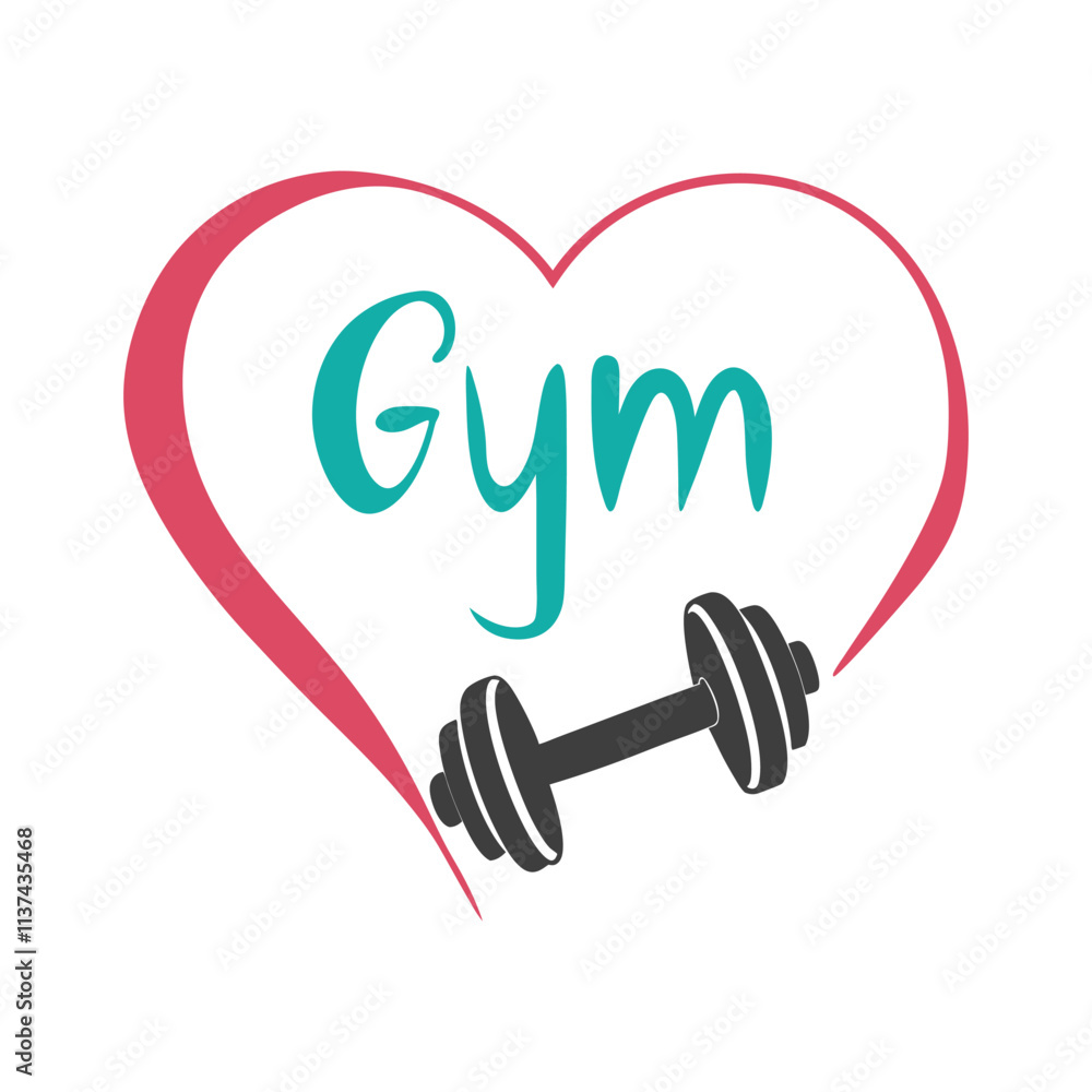 Fitness Logo Vector with Dumbbells and Heart Design. Fitness Logo Vector with Dumbbells and Heart Design.