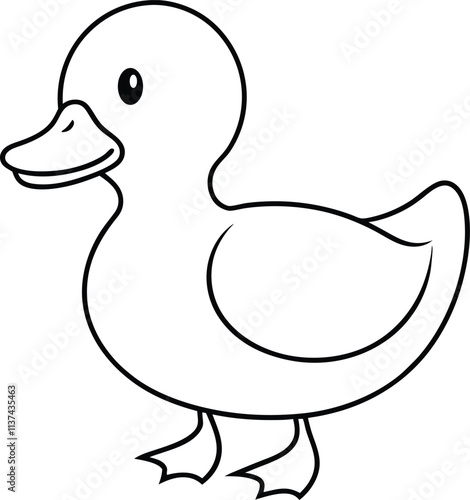 Playful Duck Coloring Outline for Kids Vector Illustration