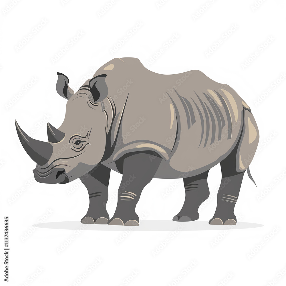 Obraz premium Flat-Style Rhinoceros Vector on White Background