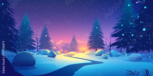 Winter Wonderland Solitude A Person Walking Alone on Snowy Path Through Christmas Trees,Perfect for Holiday Cards,Winter themed Designs