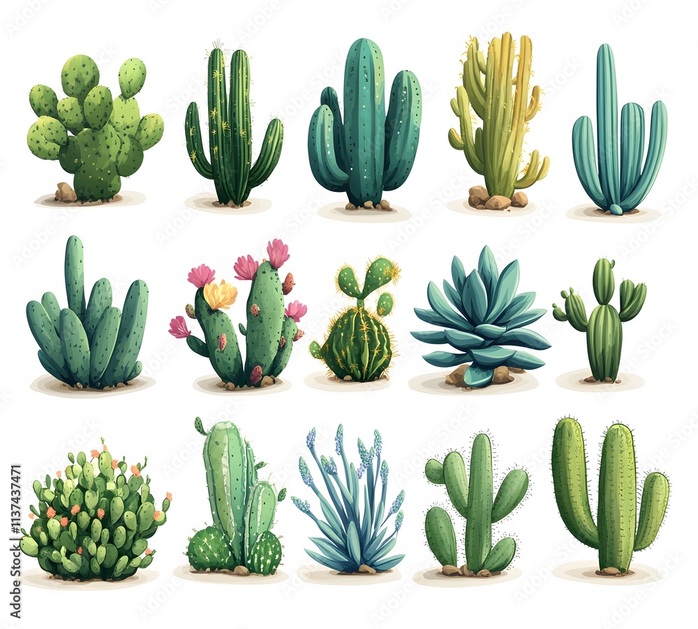 Fototapeta premium A Collection Of Diverse Cactus And Succulent Plants