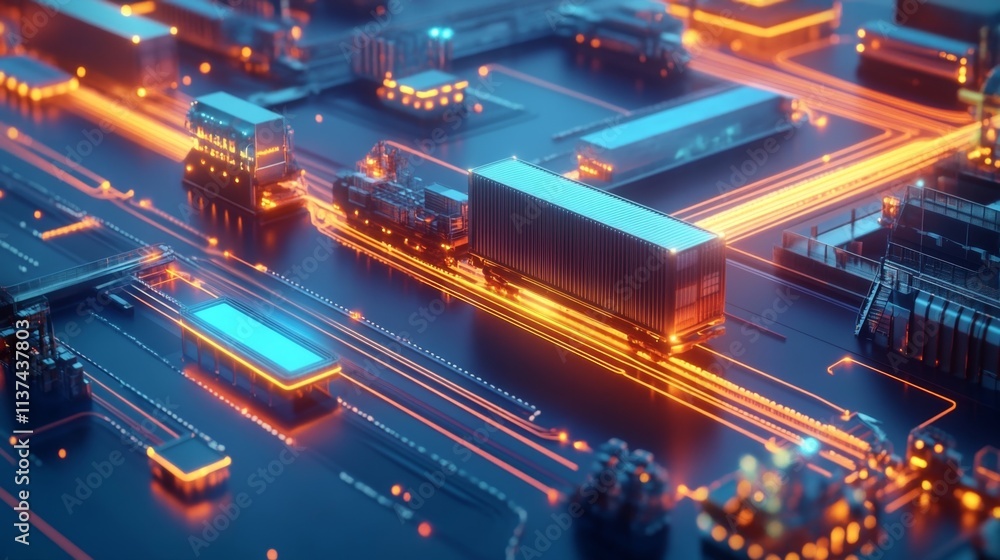 Illuminated Futuristic Logistics Network Streamlining Supply Chain Operations Illuminated Futuristic Logistics Network Streamlining Supply Chain Operations