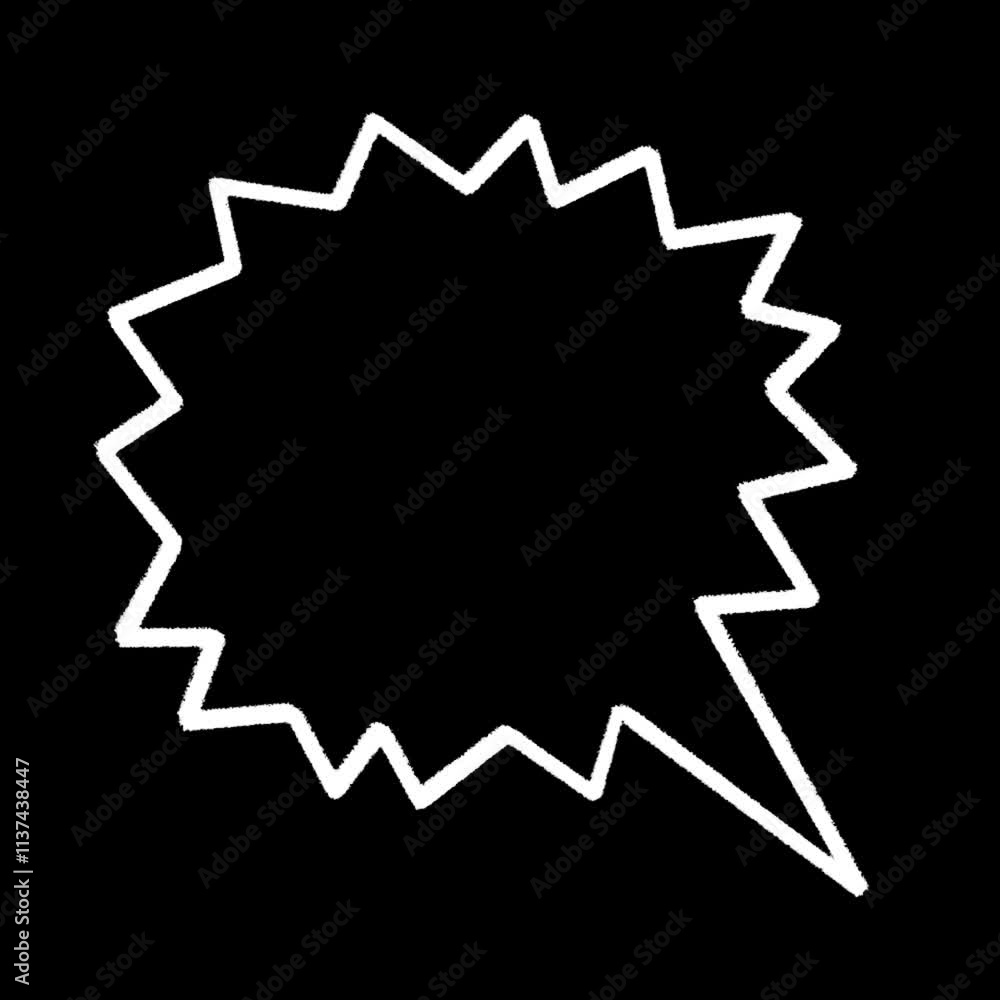 White jagged speech bubble on black background. White jagged speech bubble on black background.