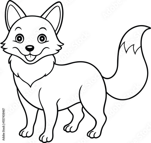 Happy Fox Line Art Vector Illustration Design photo