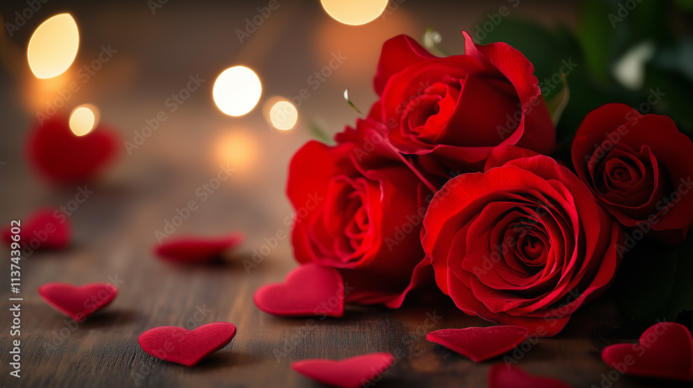Romantic Rose and Heart Background – Perfect for Valentine's Day, Wedding Cards, and Elegant Floral Designs