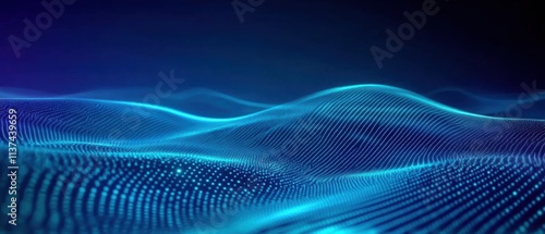 Wallpaper Mural Abstract Blue Digital Wave Background, Futuristic Technology Concept Torontodigital.ca