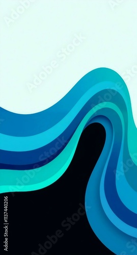 Aqua Blue Wavy Flow - Art Digital Abstractoin photo