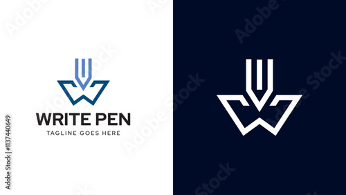 Letter W Pencil Logo Design Vector Icon Graphic Emblem Illustration Background Template