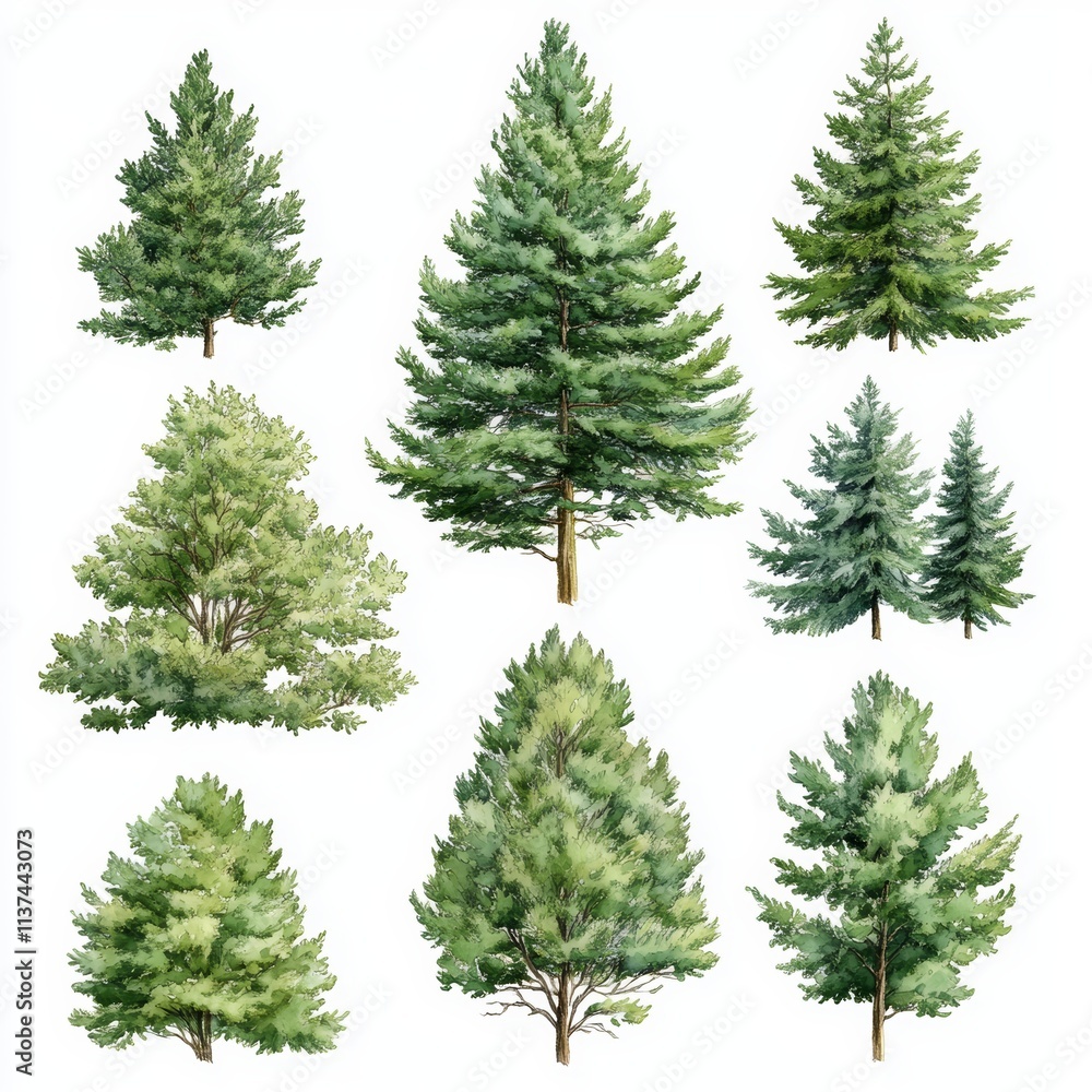 Watercolor Illustration of Bald Cypress Tree from Top View on White Background, ideal for nature, botanical and gardening themes Generative AI Watercolor Illustration of Bald Cypress Tree from Top View on White Background, ideal for nature, botanical and gardening themes Generative AI