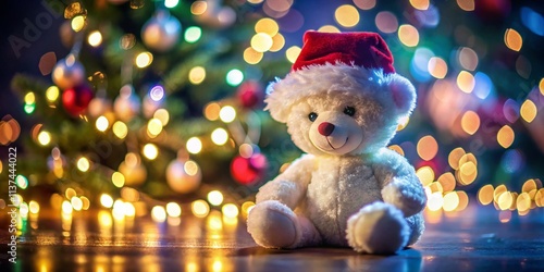 Wallpaper Mural Christmas Teddy Bear Night Photography: Glittery White Bear Bokeh Lights Torontodigital.ca