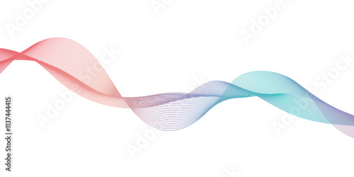 Multicolor gradient wave lines vector background, twisted curve lines and blend effect, frequency sound wave lines, 3d contour line patterned background illustration.	