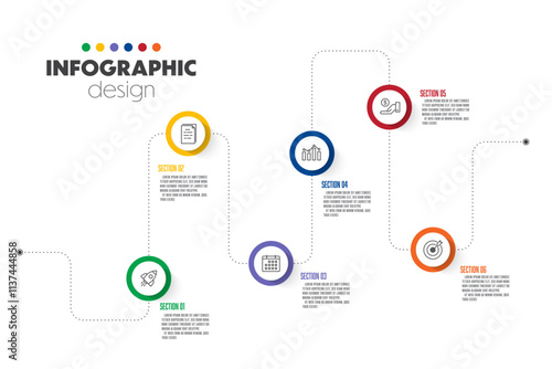 Timeline for infographics template diagrams, graphs, presentations and business concept charts with 6 steps.