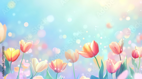 Dreamy tulips under soft glowing lights