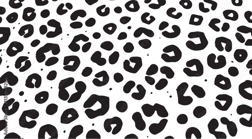 Fototapeta premium Seamless jaguar skin texture pattern in black and white for design and decoration use.