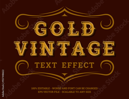 Gold vintage Editable 3d text effect. Retro text effect in wild west style.