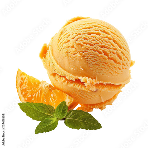 Delicious Tangerine Sorbet  Isolated On White Background