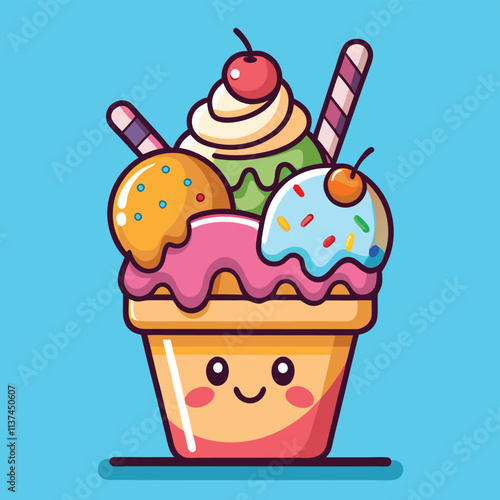 Happy Ice Cream Character