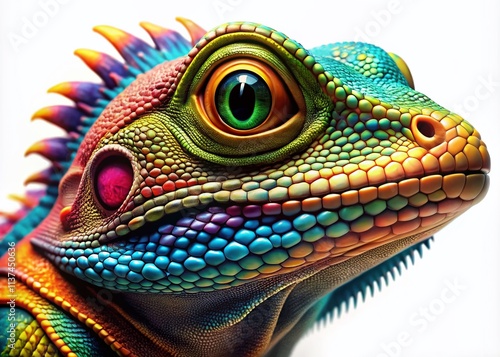 Colorful Lizard Cartoon Illustration, Panoramic AI Generated Image, Whimsical Reptile Art