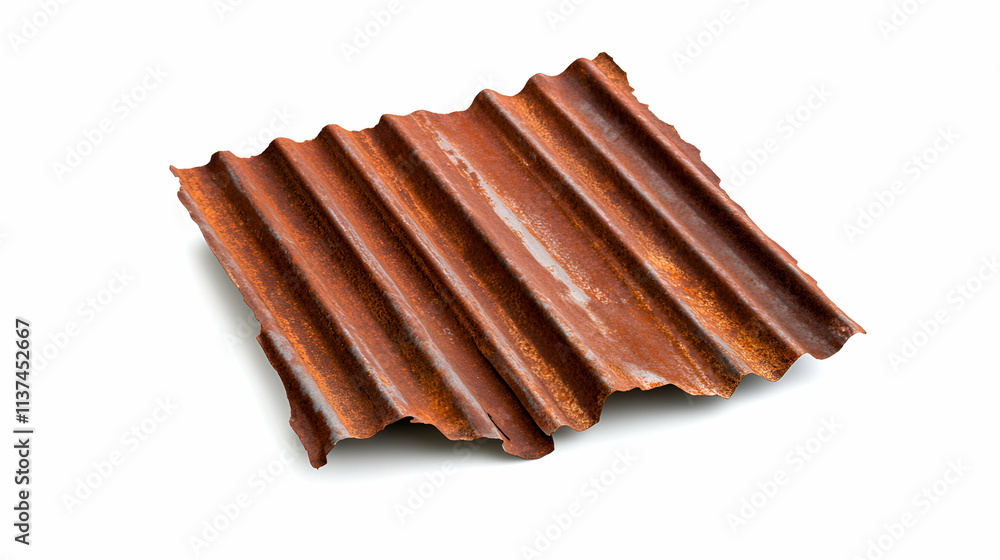 Rusty corrugated metal sheet with a weathered texture and brown color for design use. Rusty corrugated metal sheet with a weathered texture and brown color for design use.