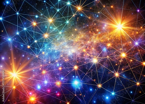 Wallpaper Mural Cosmic Network: Glowing Nebula, Deep Space Stars, Abstract Galaxy Art, Celestial Lines Torontodigital.ca