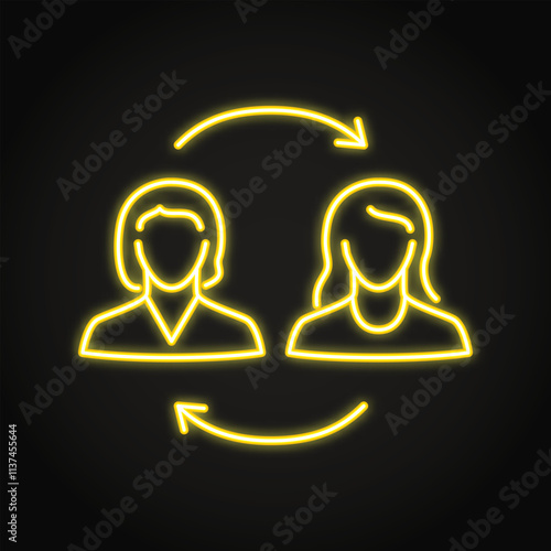 Exchange between two people neon icon