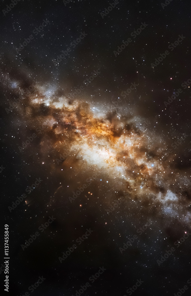 Fototapeta premium Stunning night sky with the Milky Way stretching across a starry backdrop. Ideal for nature and astronomy themes.